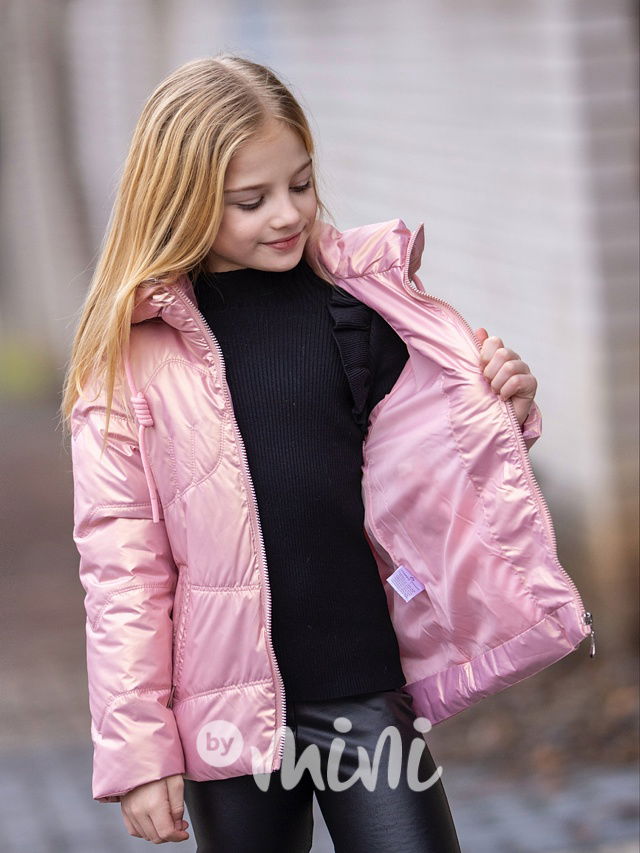 Jarní metalická bunda pink