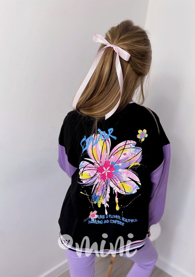 Flower bomber mikina black/lila