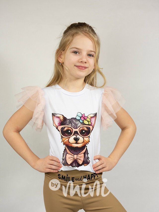 Blůzka s tylem fashionable white/pudder