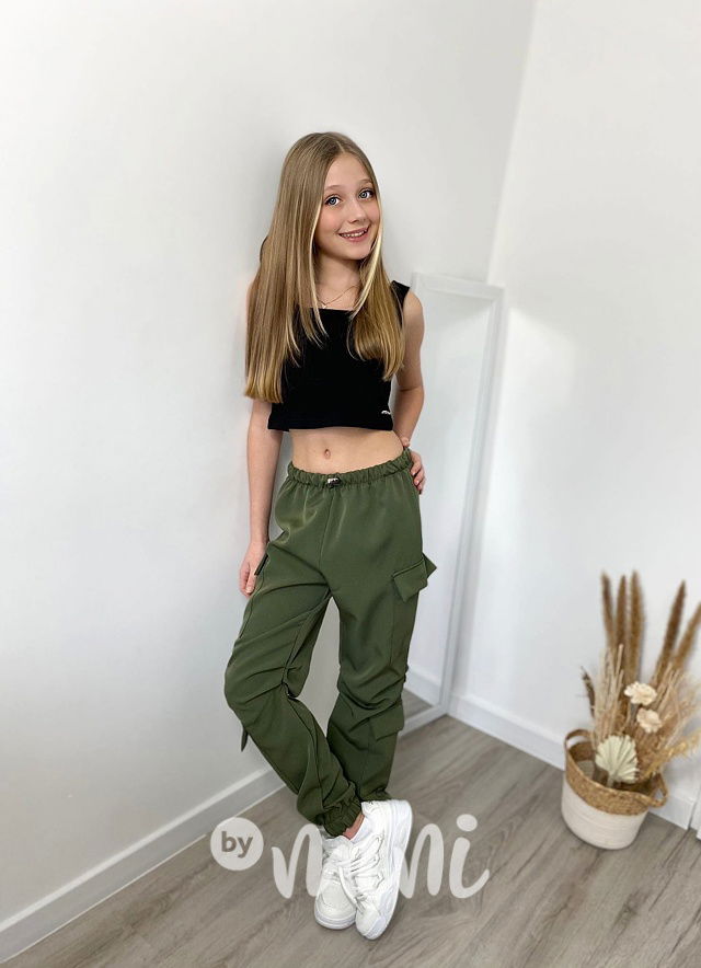 Jarní sporty cargo kapsáče khaki