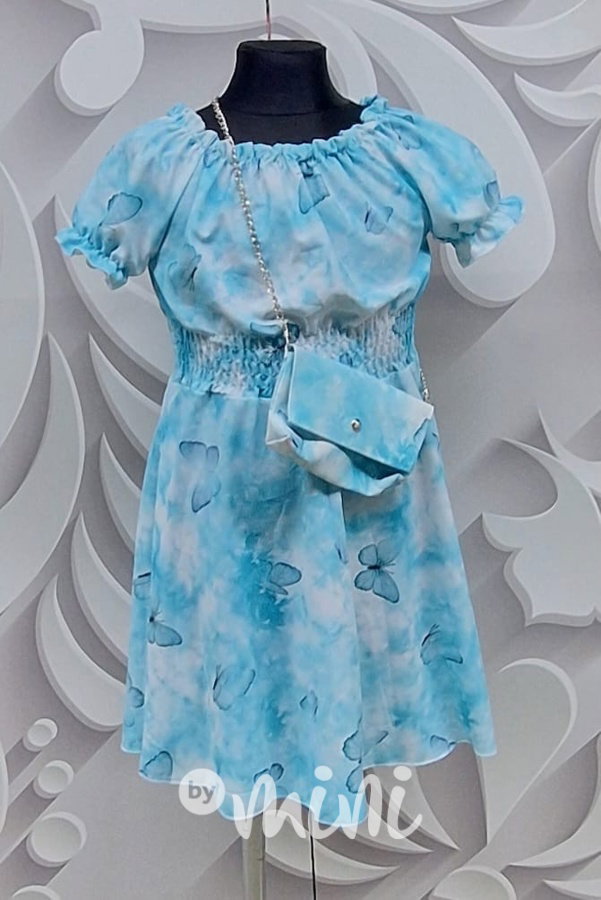 Motýlkové boho šaty s kabelkou mint