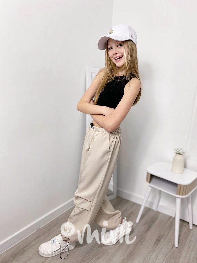 Volné relax kalhoty beige