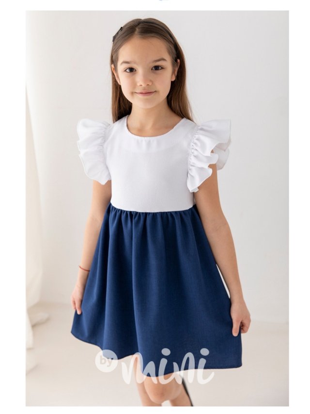 Lily Grey šaty s řasením white/blue