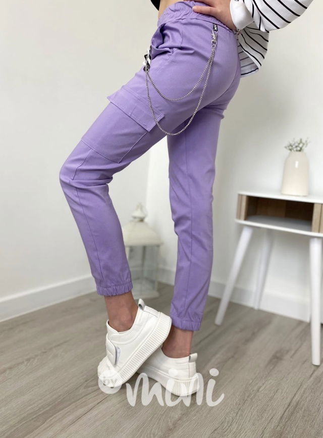Lila cargo kalhoty s řetízkem
