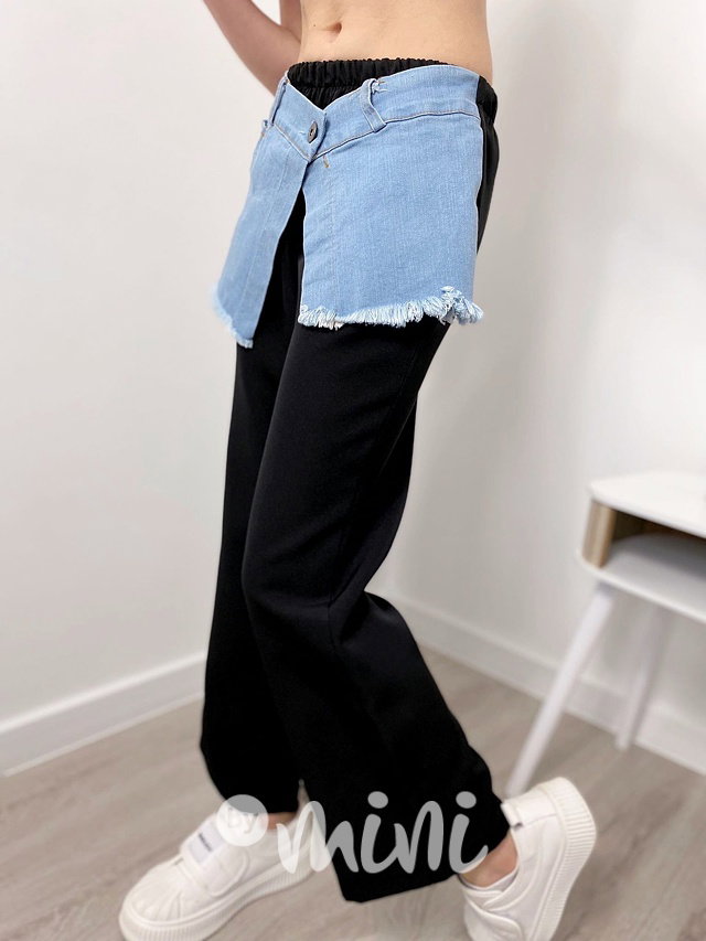 DUO široké kalhoty denim/black