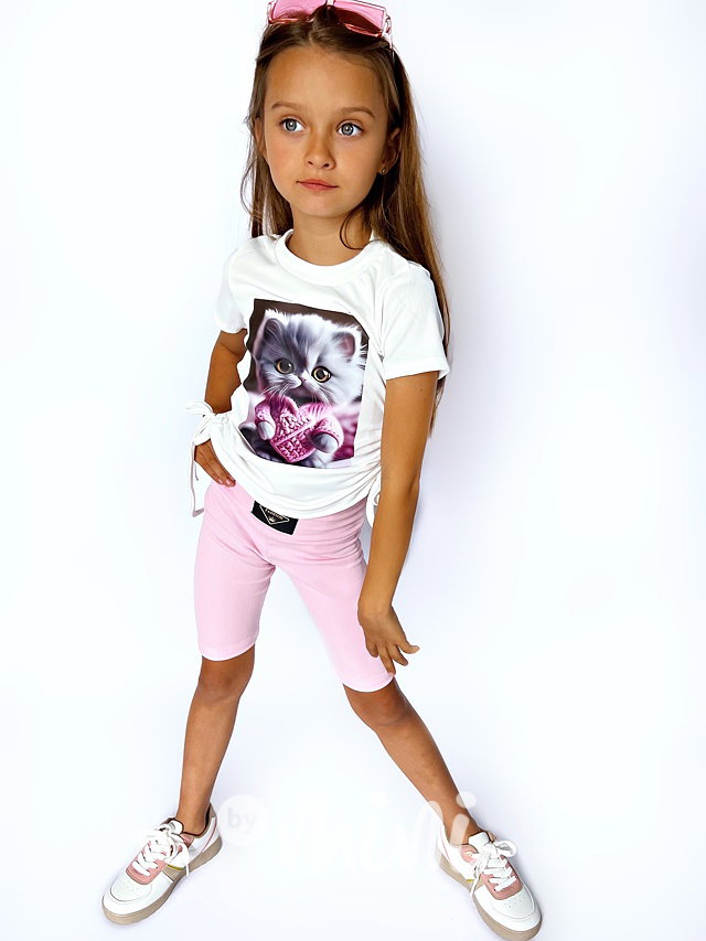 Krátké žebrované legíny FASHION sweet pink