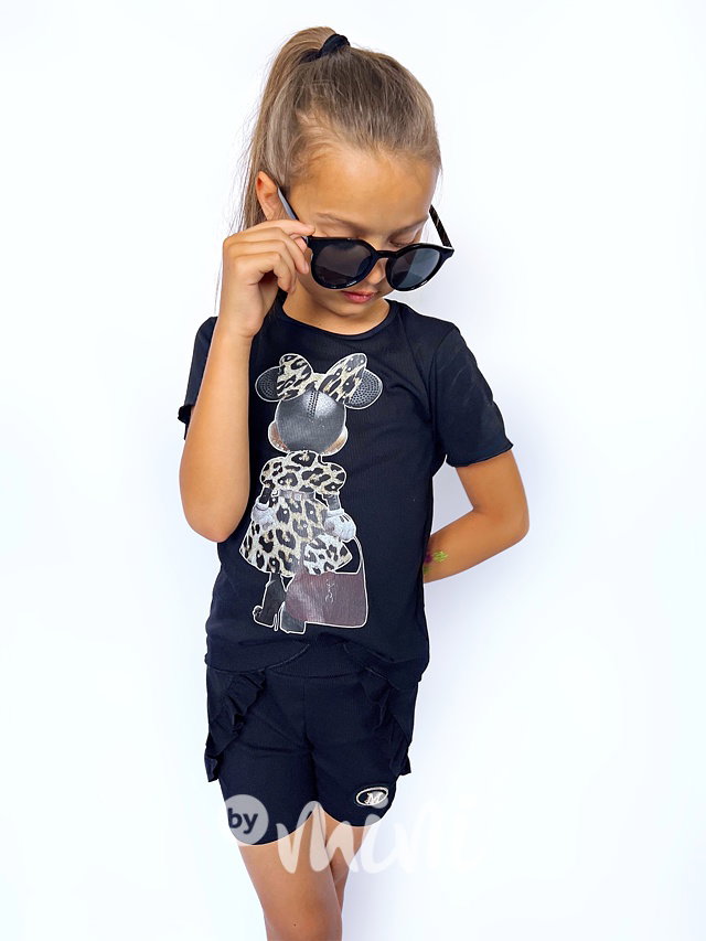 Leopard Minnie triko černé