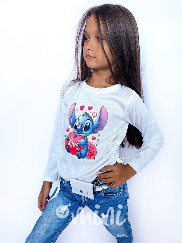 Lilo & Stitch longsleeve blůzka na stahování bílá