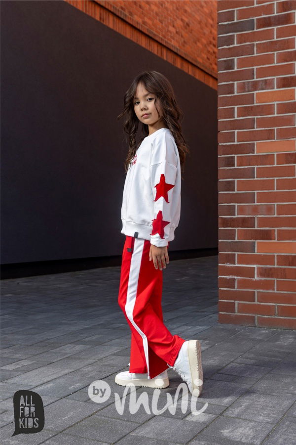 All for kids mikina stars cream/red