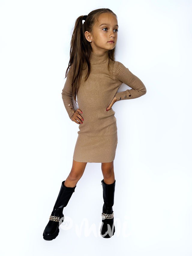 Svetříkové stretch šaty beige