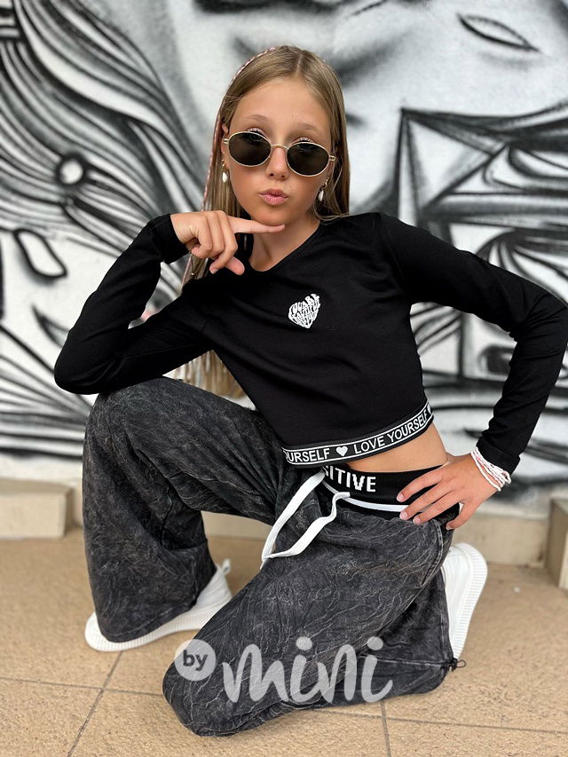 Positive lounge švédy acid wash denim