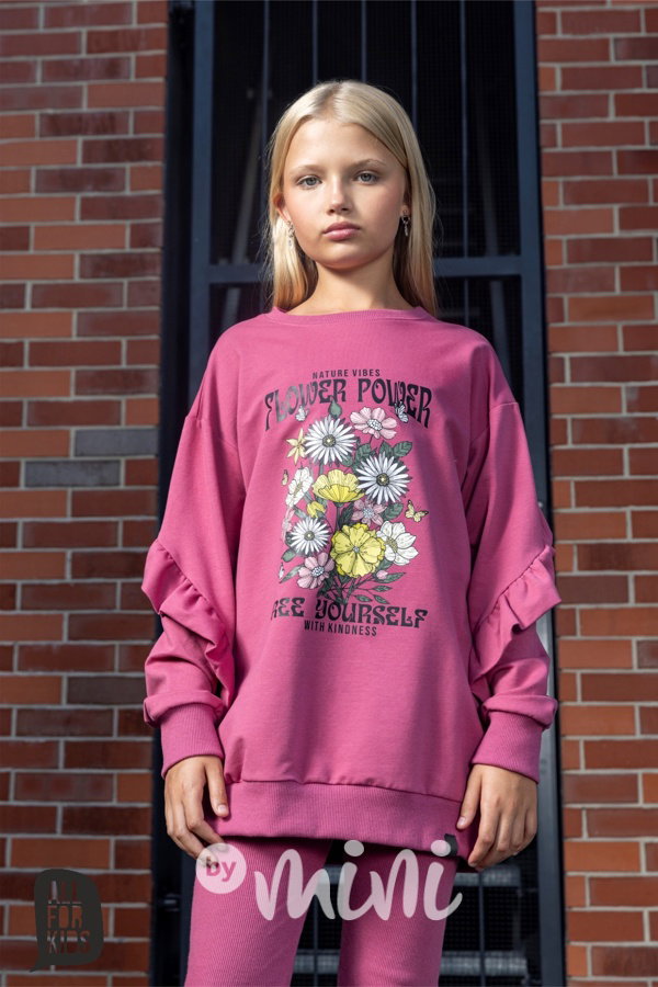 All for kids flower mikina + legíny pink