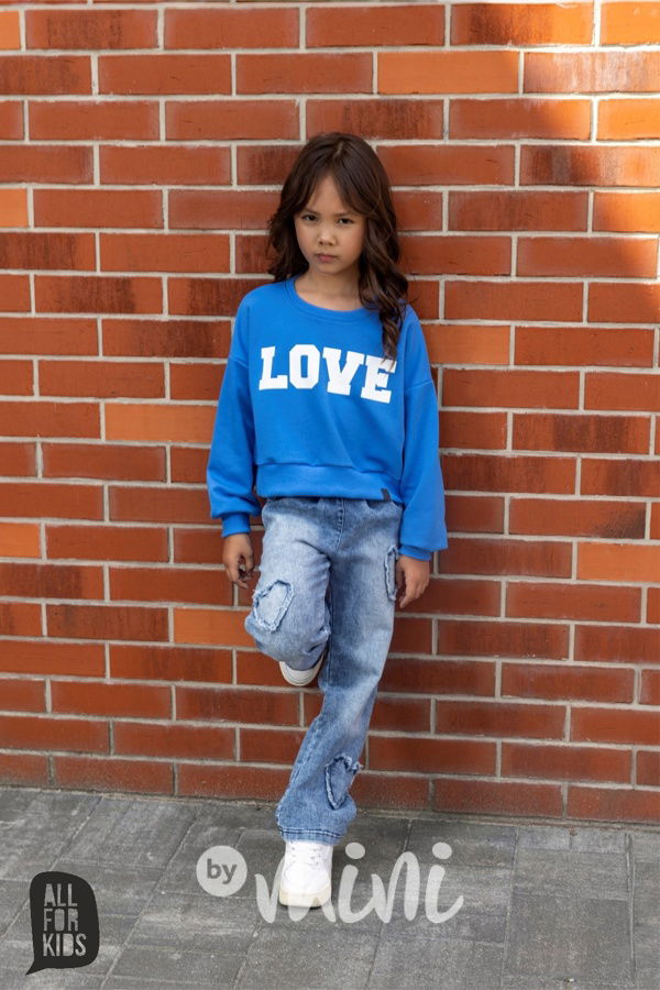 All for kids denim blue švédy heart