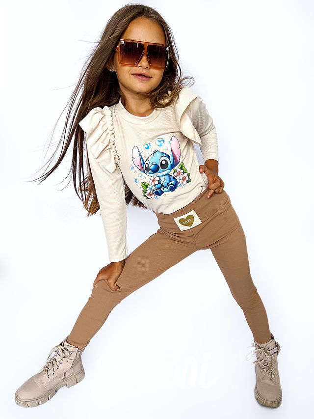 LOVE žebrované legíny beige