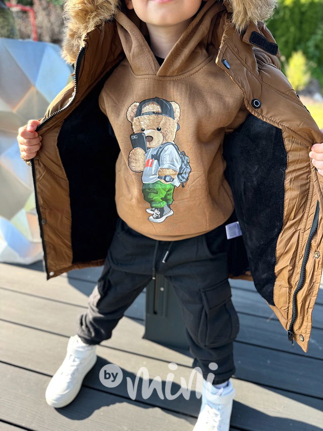 Zimní parka s kožíškem béžová