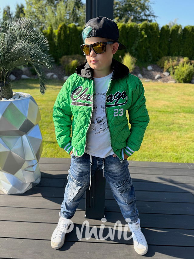 Prošívaná hoodie bunda Chicago green