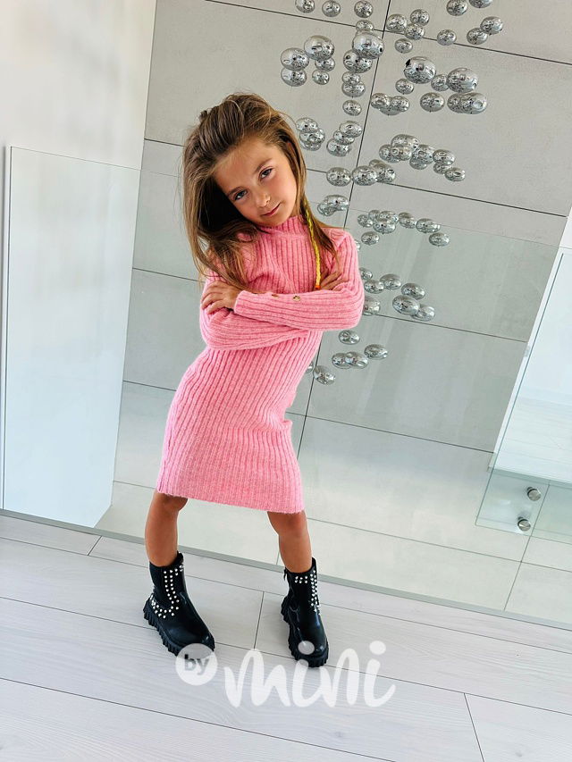 Podzimní svetříkové šaty PINK