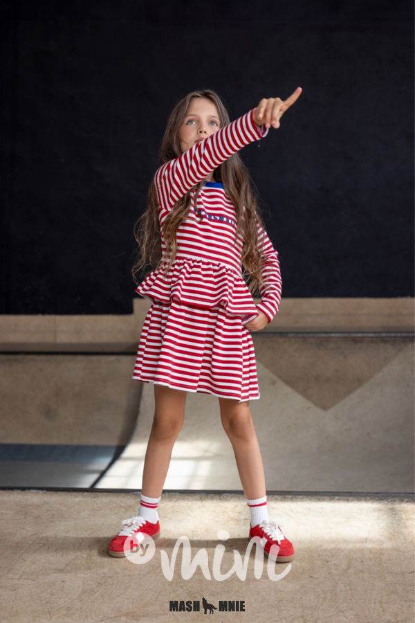 Mash Mnie pruhované šaty červené