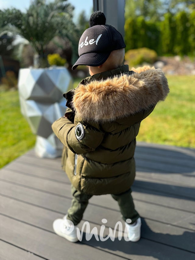 Zimní parka s kožíškem khaki