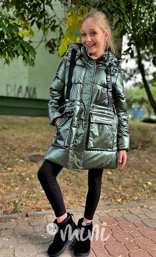 Zimní kabát Illusion metallic smaragd