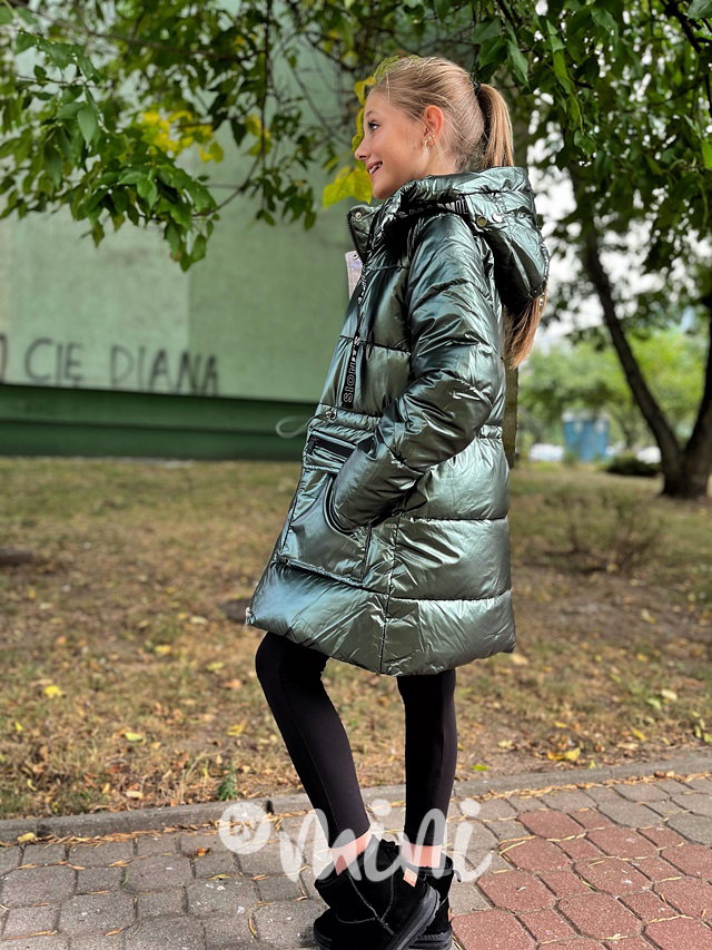 Zimní kabát Illusion metallic smaragd