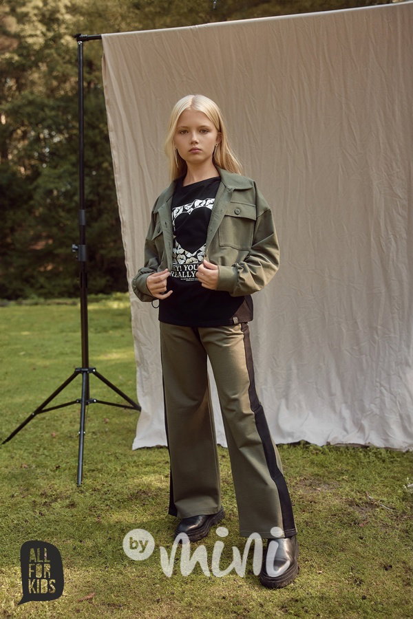 All for kids cargo crop mikina khaki