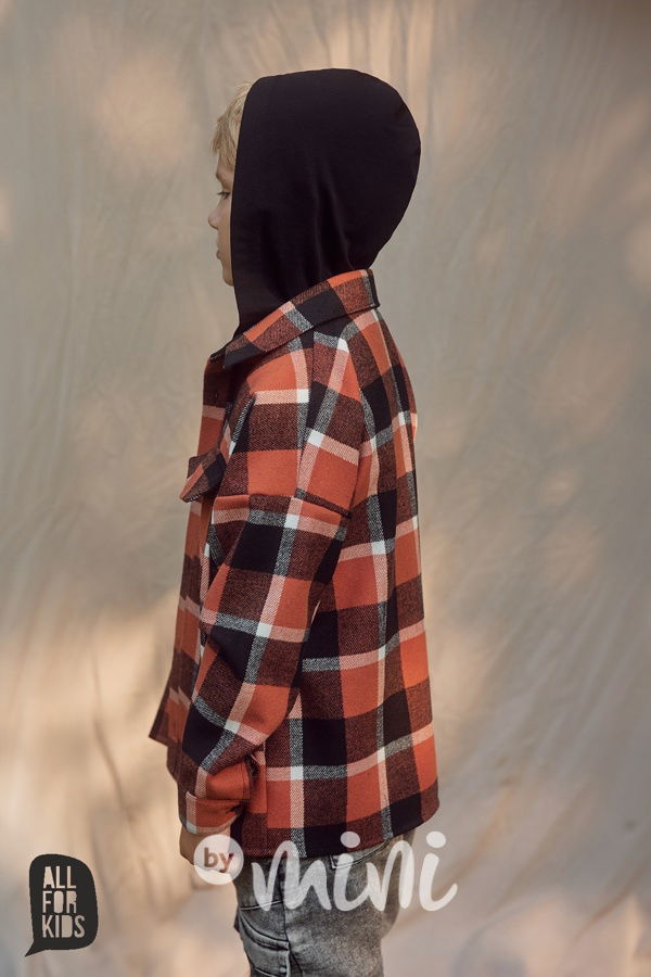 All for kids hoodie flauš košile cihlová