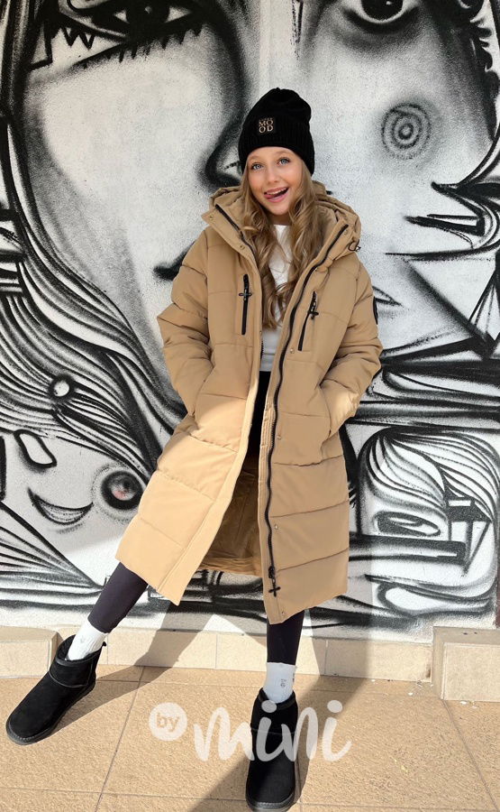 Maxi dlouhý zimní kabát DESIGN béžový