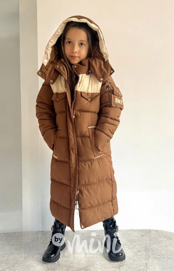 Ultra dlouhý zimní kabát honey