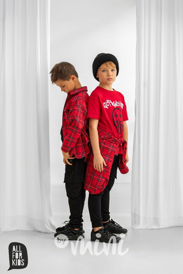 All for kids red karo košile