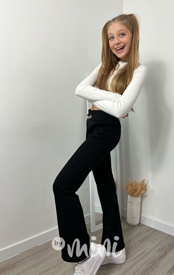 Zateplené kalhoty s řetízkem černé