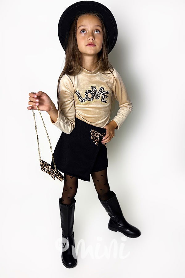 Teplé černé sukňokraťasy s mašlí