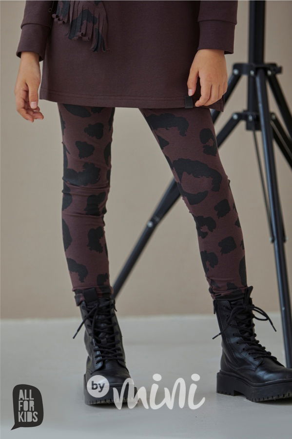 All for kids leopard legíny chocolate