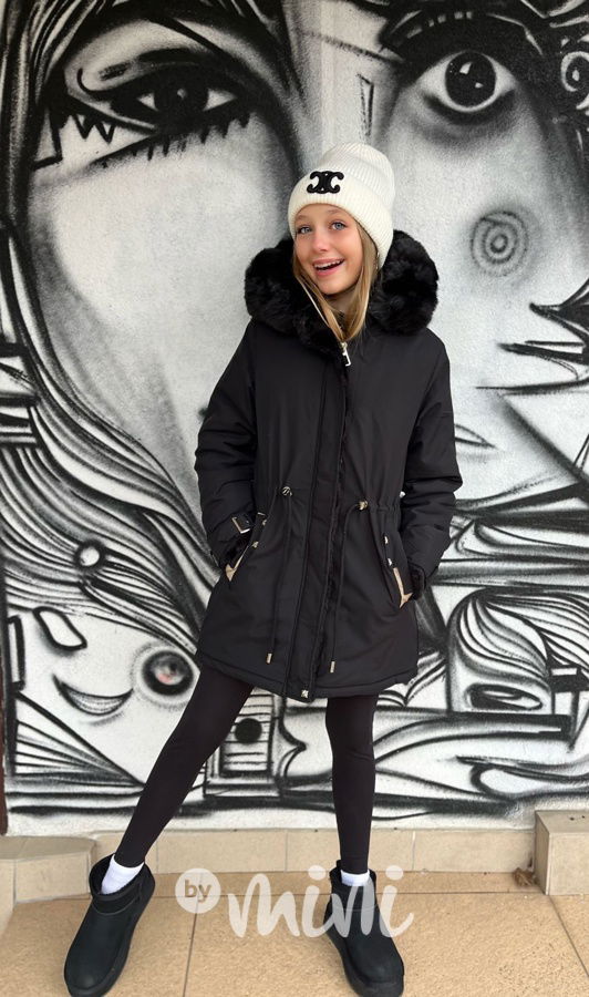 Zimní kožíšková parka černá