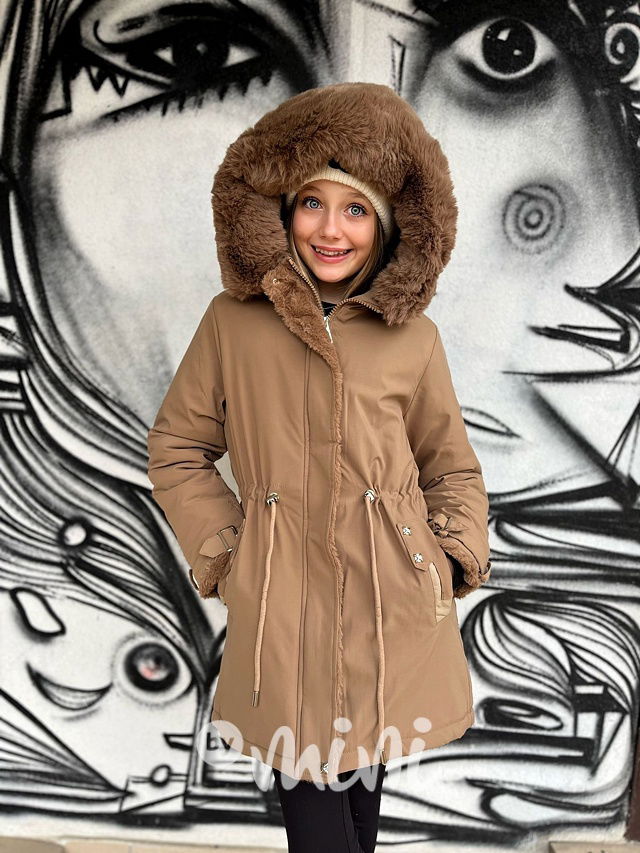 Zimní kožíšková parka béžová