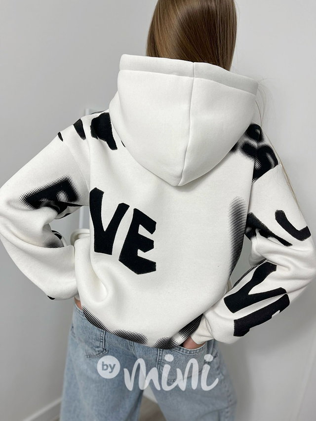 Zateplená oversize mikina Letters white