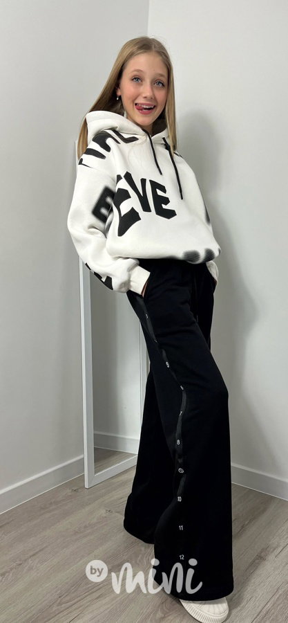 Zateplená oversize mikina Letters white