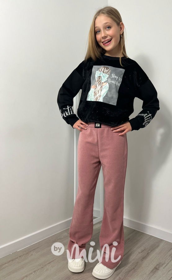 Teplé volné kalhoty pudder