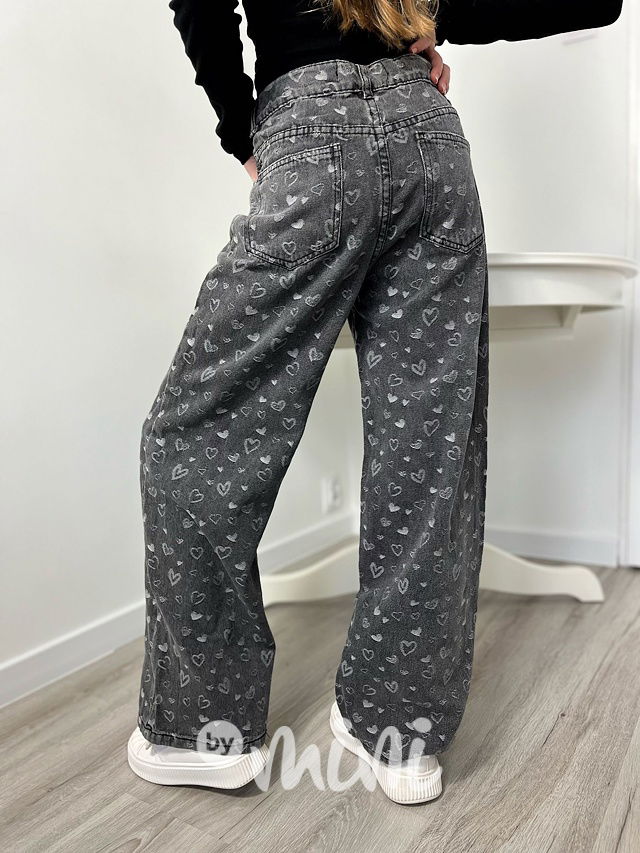 Široké HEART jeansy black