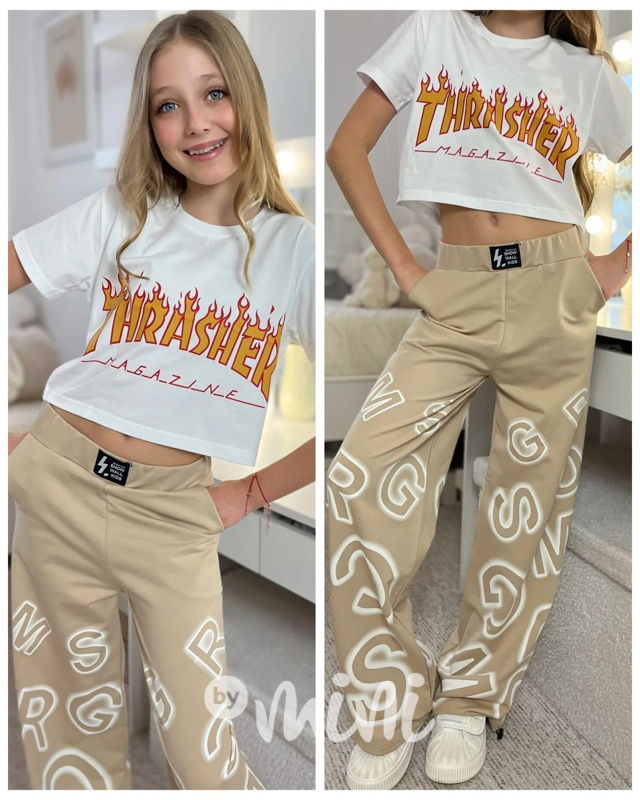 Bílý crop top THRASHER