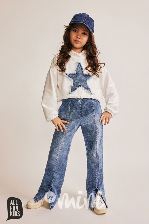 All for kids denim star mikina cream