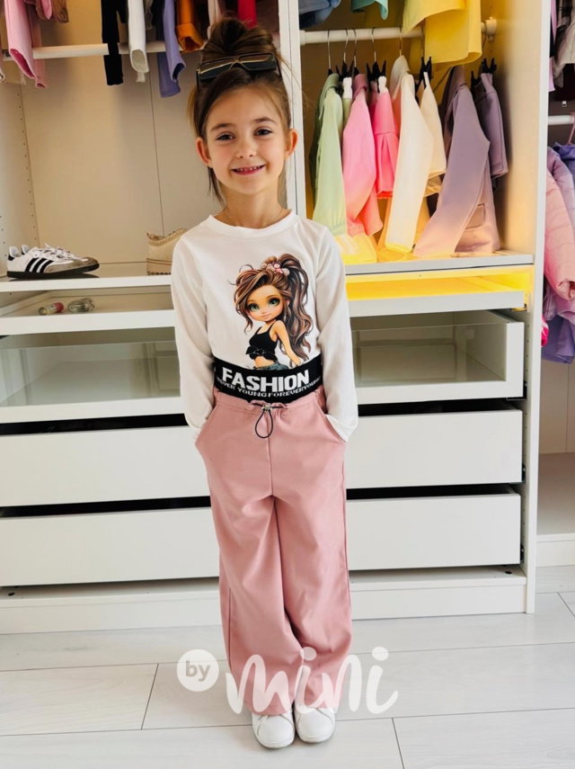 Fashion pudrové volné kalhoty