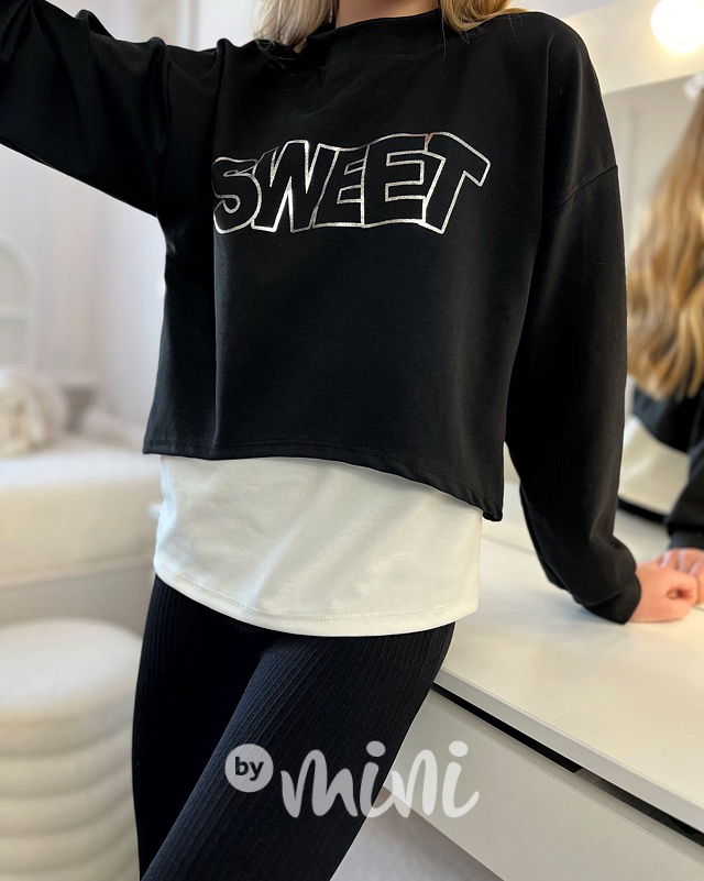 SWEET blůzka + tílko black/white