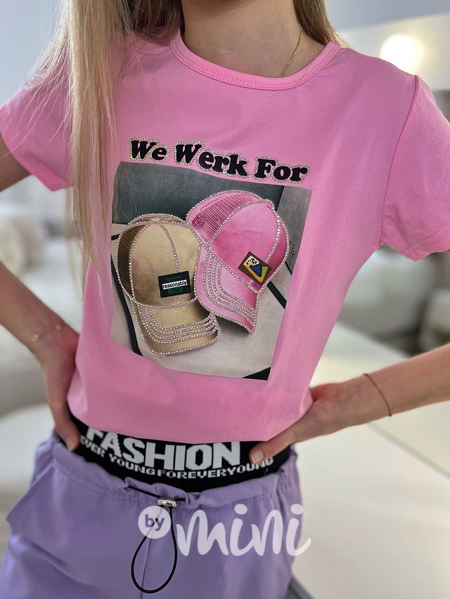 Triko WERK s kamínky pink