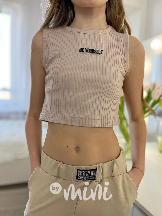 YOURSELF crop top béžový