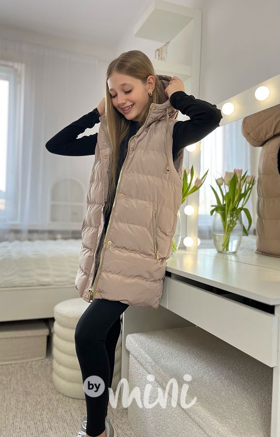 Jarní long vesta béžová