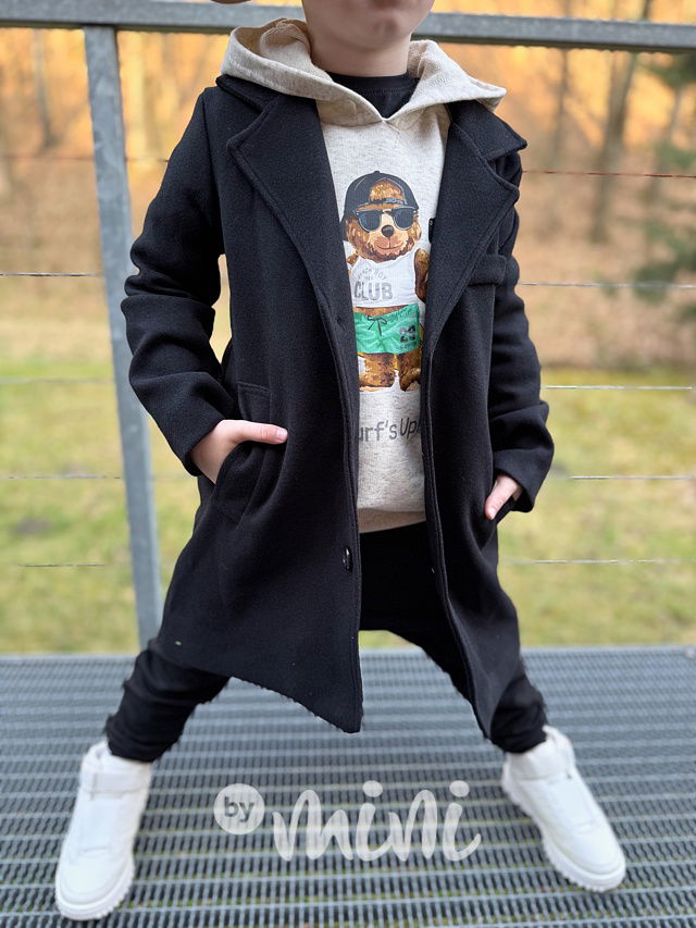 Chlapecký flaušový kabát černý