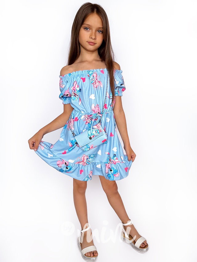 Lilo & Stitch letní šaty s kabelkou baby blue