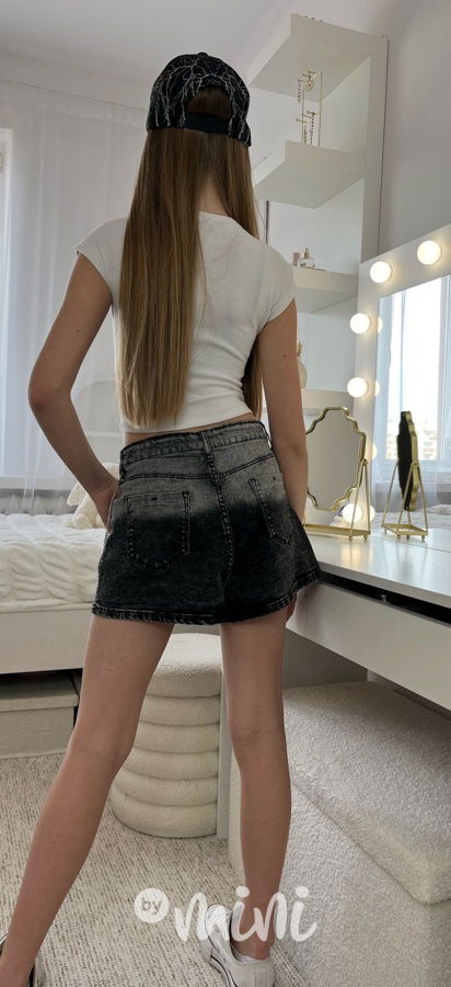Denim ombre kraťasy  s řetízkem
