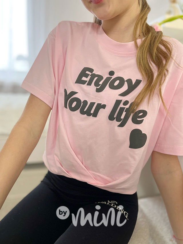 Enjoy life crop triko růžové